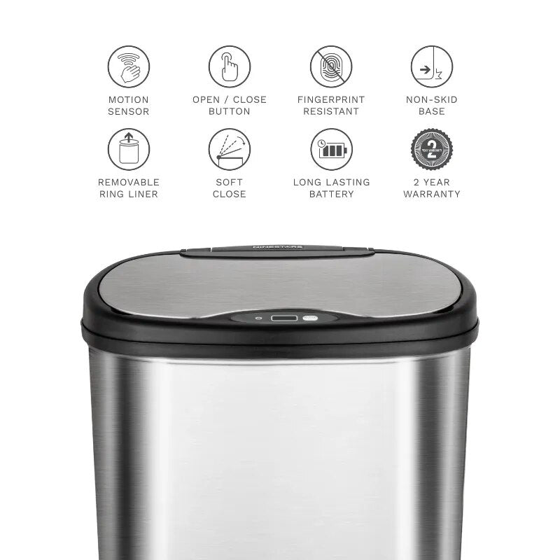 13.2 Gallon Trash Can, Motion Sensor - fitnessandhomestore