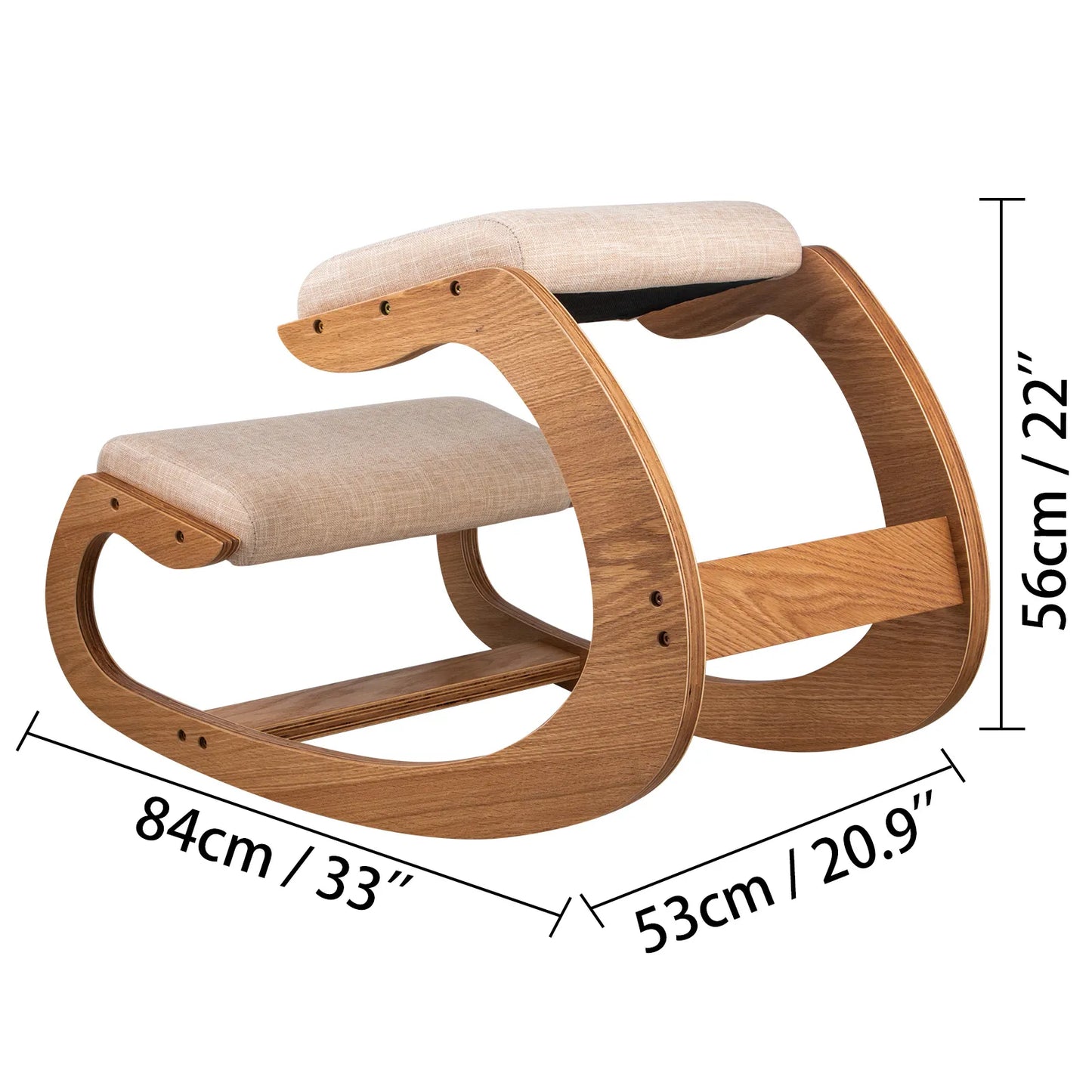 VEVOR Ergonomic Rocking Wooden Kneeling Chair Stool - fitnessandhomestore