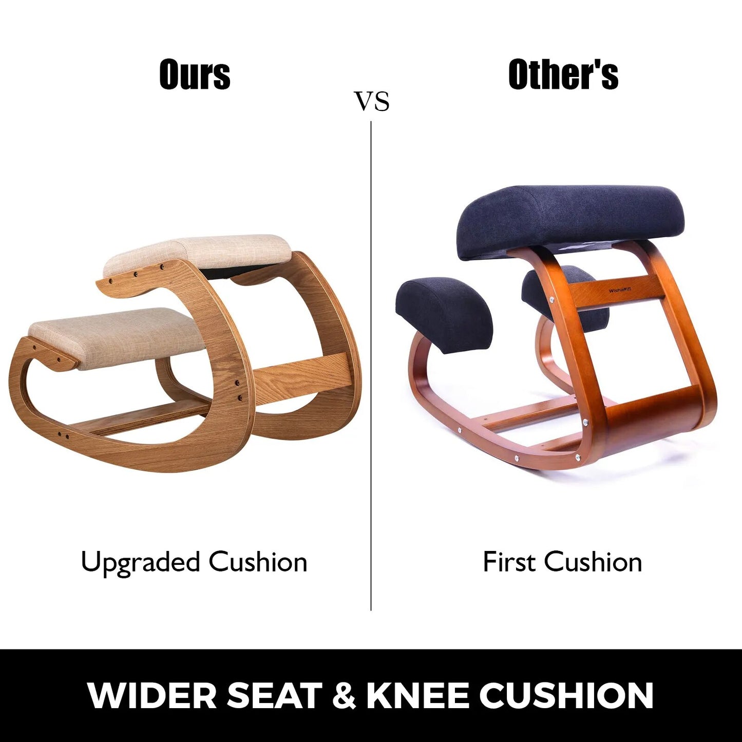 VEVOR Ergonomic Rocking Wooden Kneeling Chair Stool - fitnessandhomestore