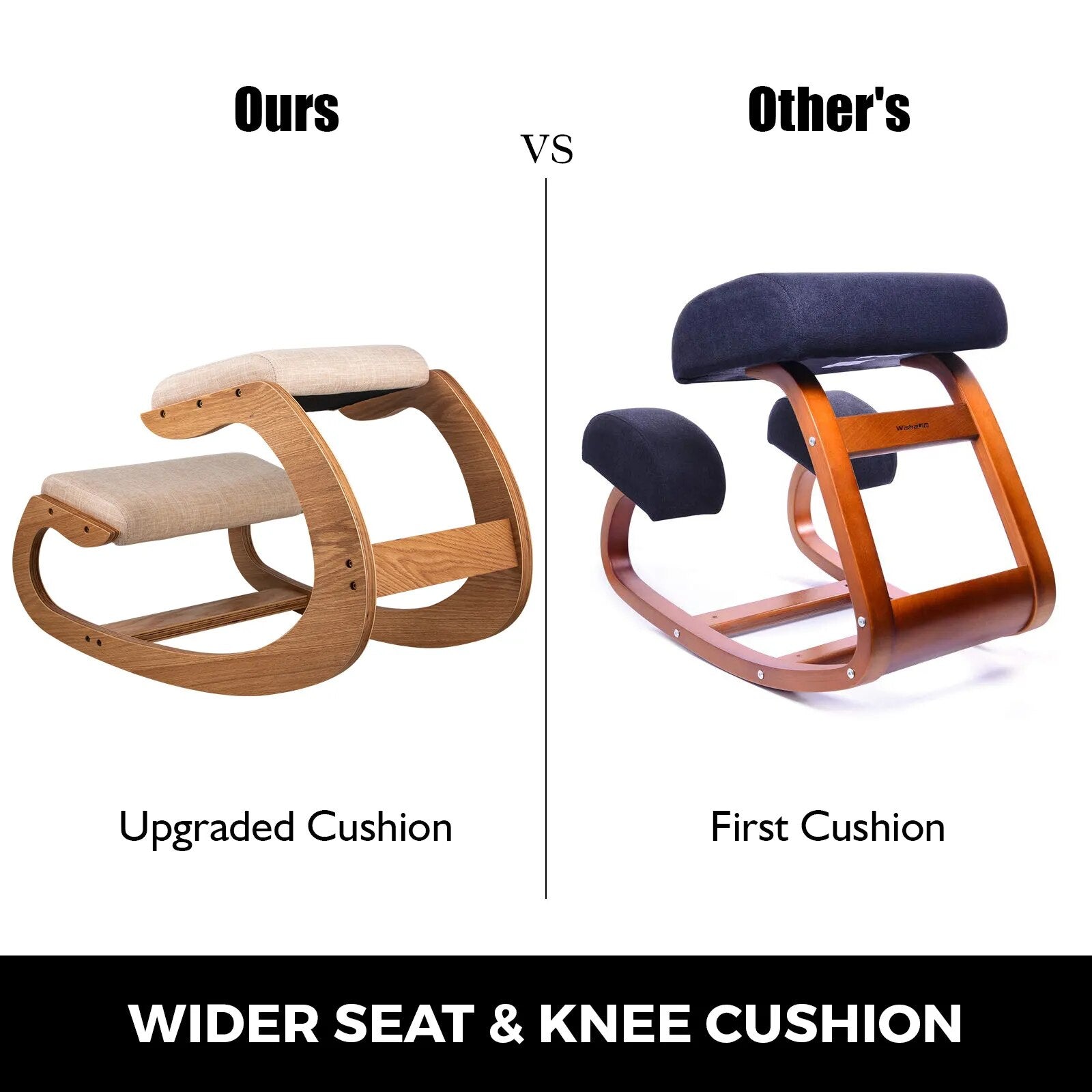 VEVOR Ergonomic Rocking Wooden Kneeling Chair Stool - fitnessandhomestore