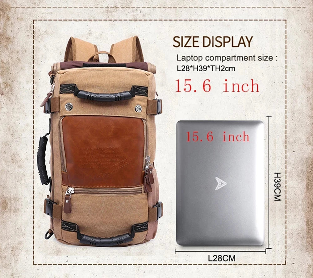 KAKA Large Capacity Function Travel Canvas Backpack