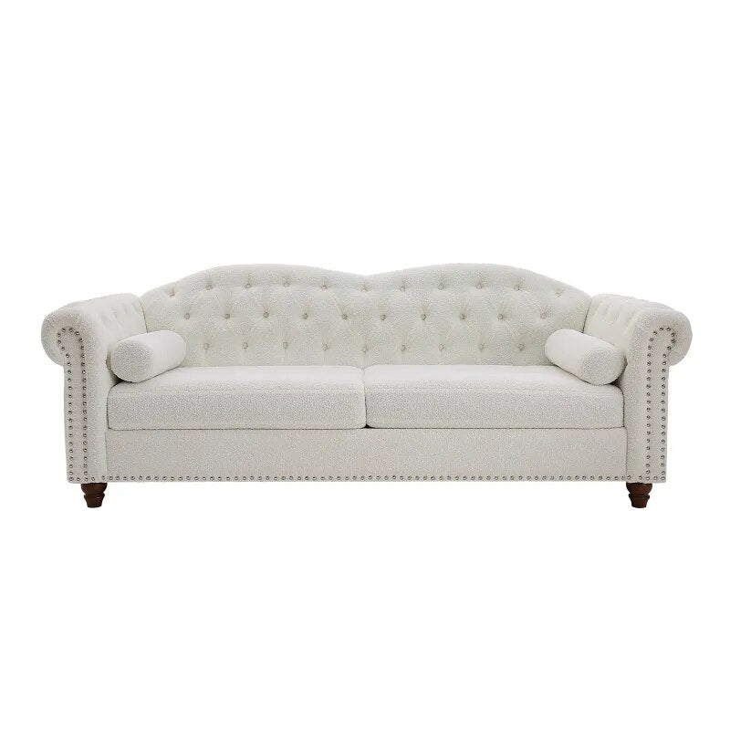 Classic traditional living room high-tech fabric cushion sofa, Chesterfield tufted fabric sofa, European style living room chair - fitnessandhomestore