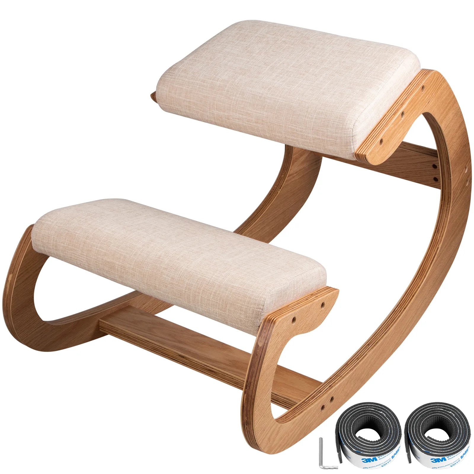 VEVOR Ergonomic Rocking Wooden Kneeling Chair Stool - fitnessandhomestore