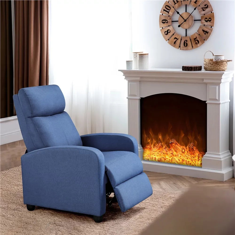 Easyfashion Fabric Push Back Theater Recliner Chair with Footrest - fitnessandhomestore