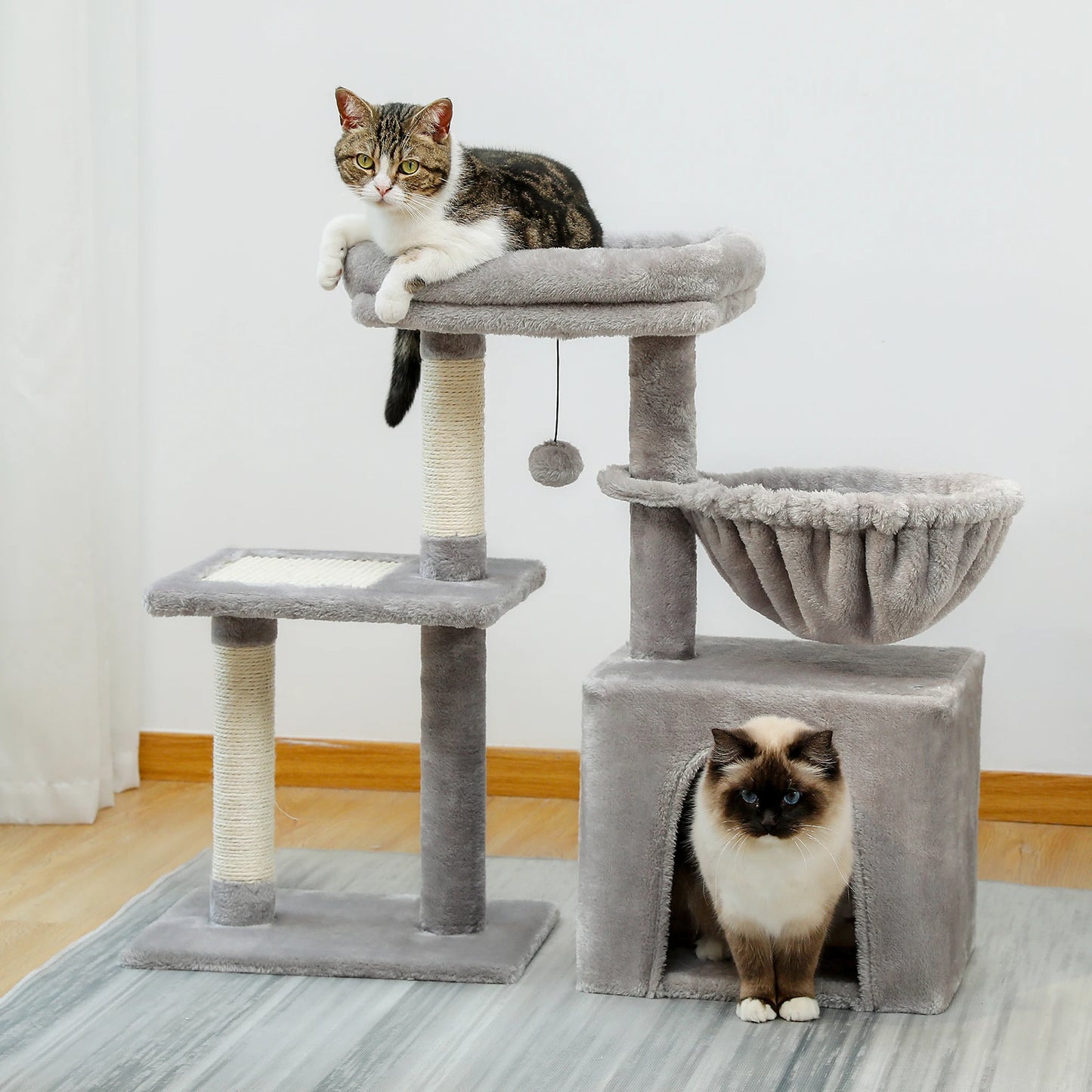 Small Cat Tree with Condo Hammock