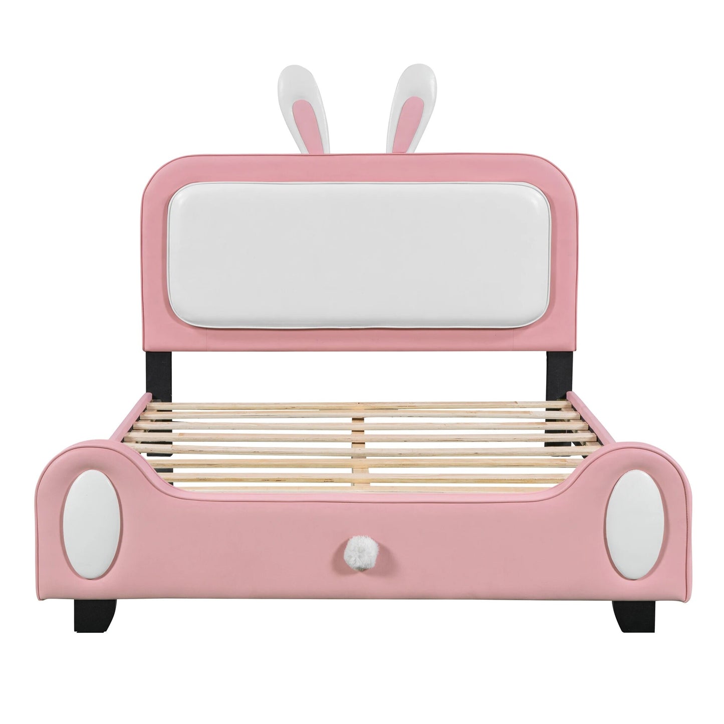 Full/Twin Size Upholstered Rabbit-Shape Princess Platform Bed - fitnessandhomestore