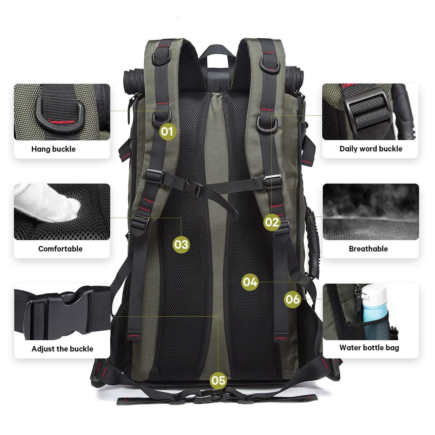 KAKA 50L Waterproof Travel Backpack Men Women Multifunction - fitnessandhomestore