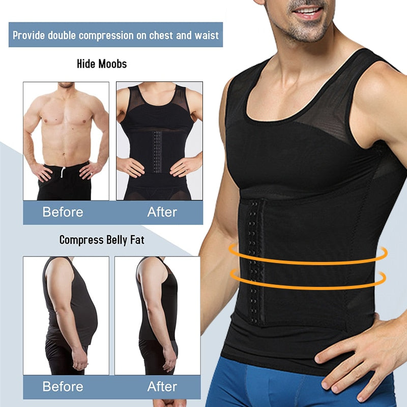 Men's Compression Vest Slimming Body Shaper Shirt - fitnessandhomestore