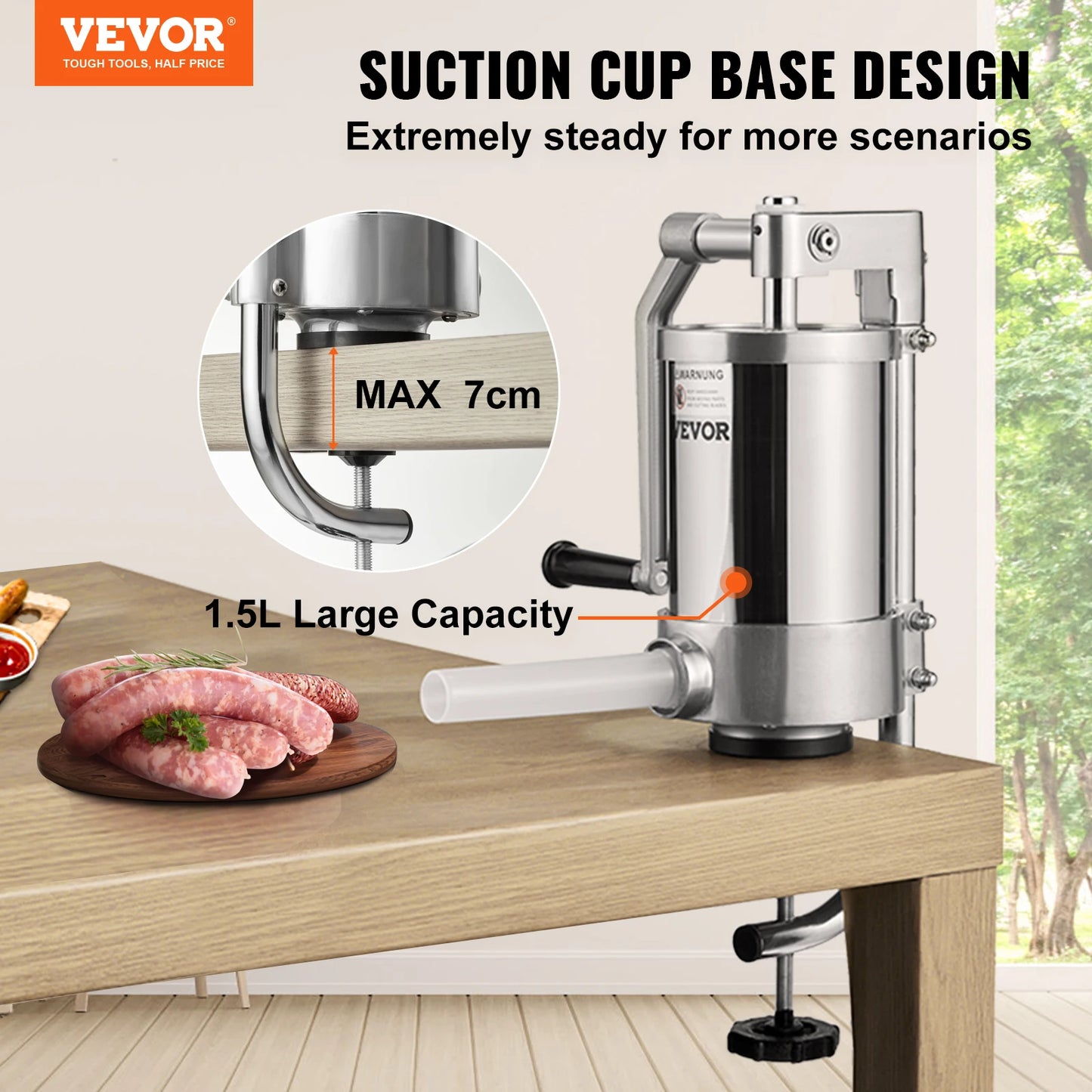 VEVOR 1.5/3L Capacity Vertical Sausage Stuffer Food Filling Processors