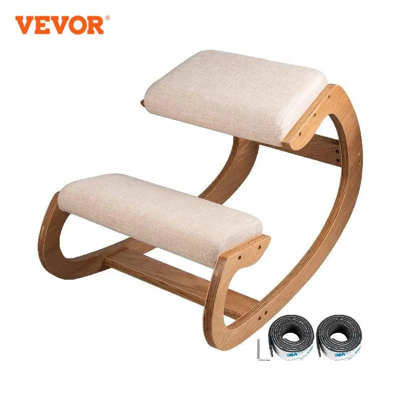 VEVOR Ergonomic Rocking Wooden Kneeling Chair Stool - fitnessandhomestore