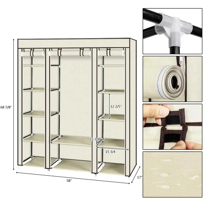 Foldable Wardrobe for Rental Room or Bedroom - fitnessandhomestore