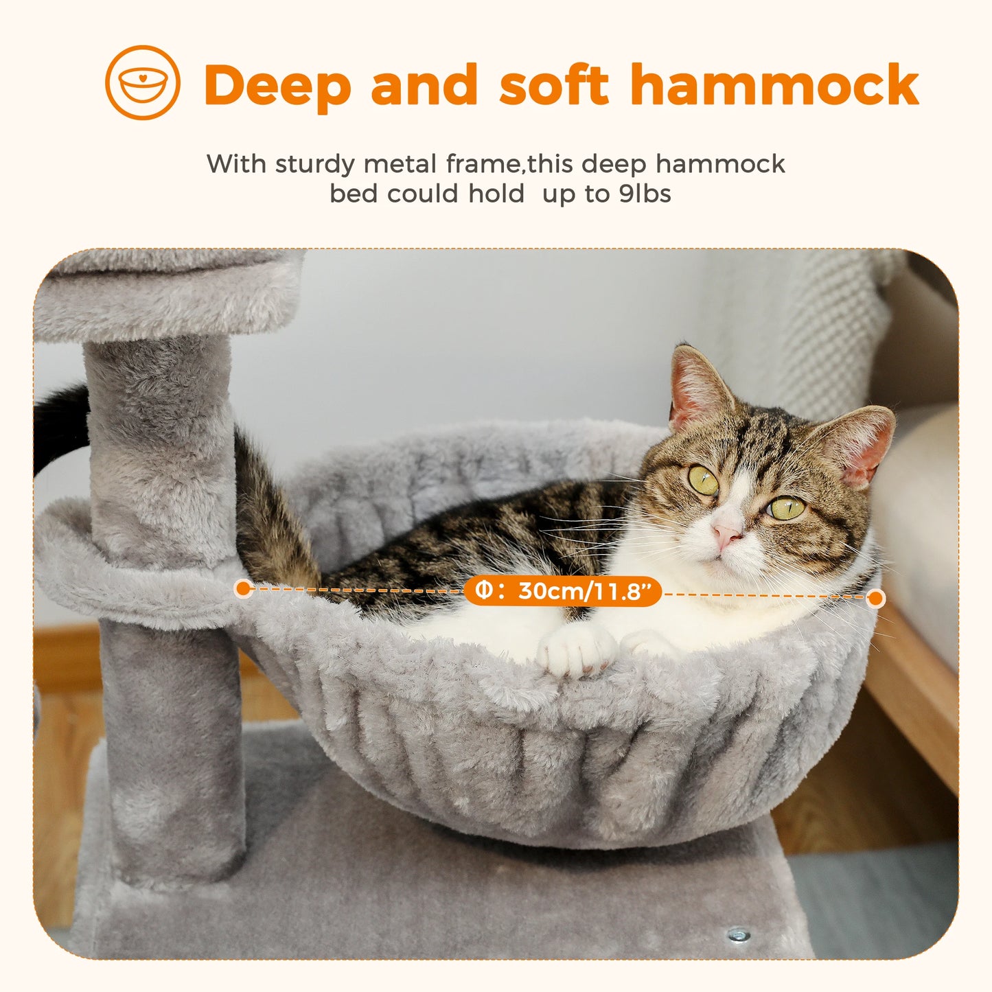 Small Cat Tree with Condo Hammock