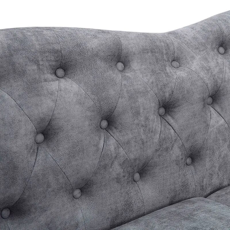 Classic Traditional Living Room Upholstered Sofa with high-tech Fabric Surface/ Chesterfield Tufted Fabric Sofa Couch, Large-Gre - fitnessandhomestore