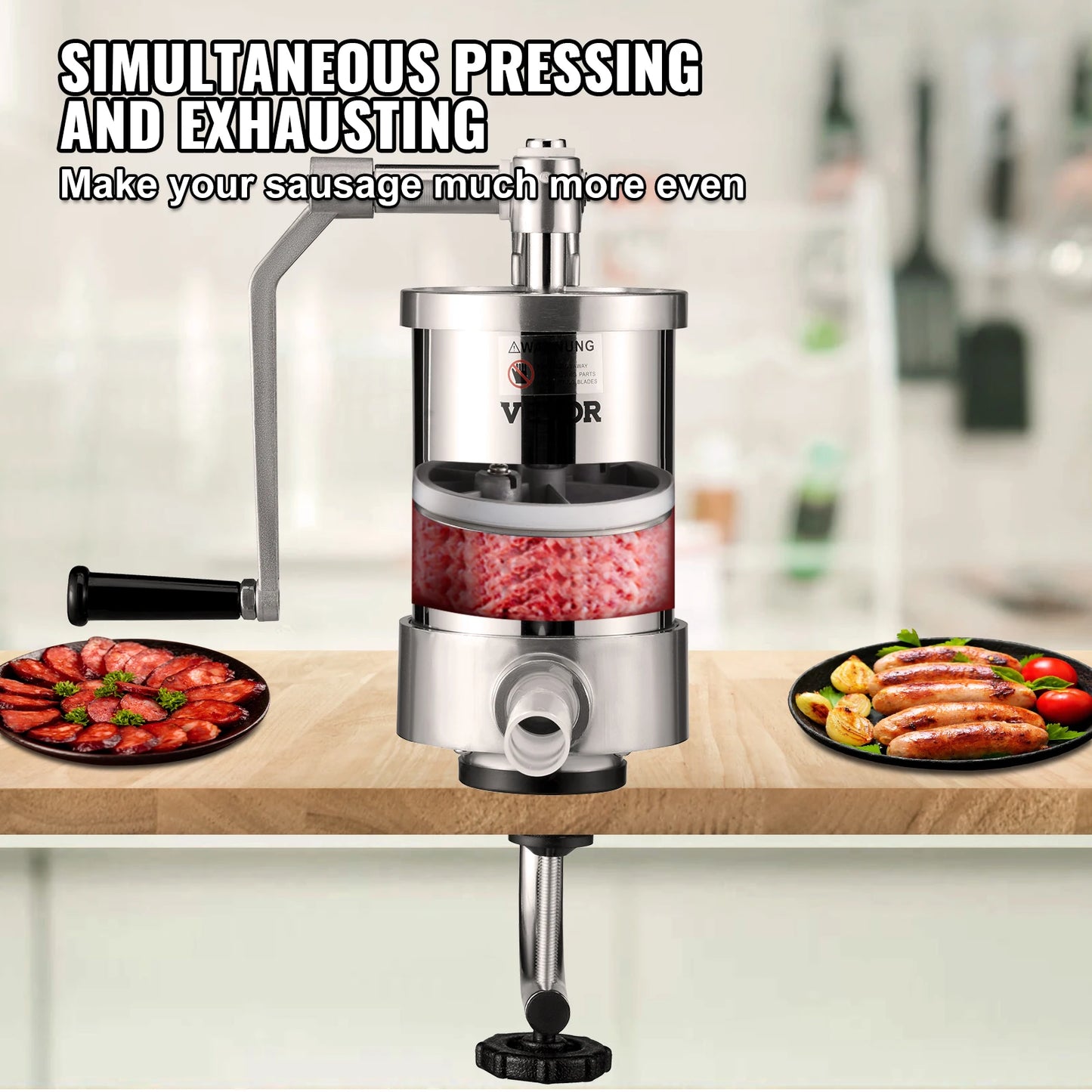 VEVOR 1.5/3L Capacity Vertical Sausage Stuffer Food Filling Processors