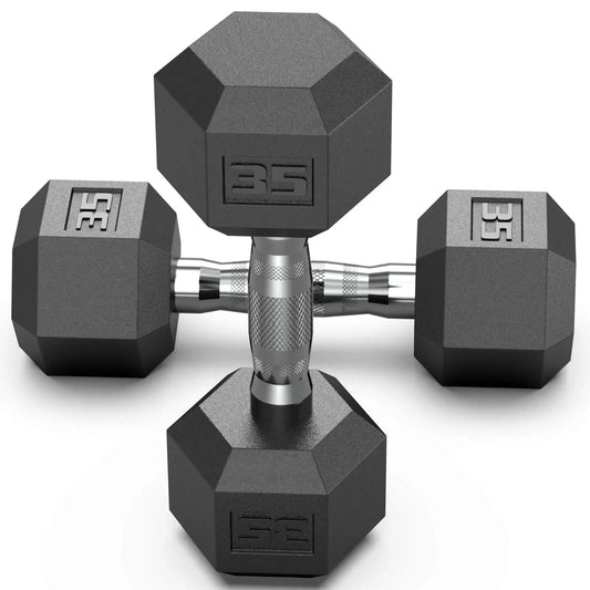 RELIFE Rubber Hexagon Dumbbells Hand Weights 15 20 25 30 35 40 45 lb