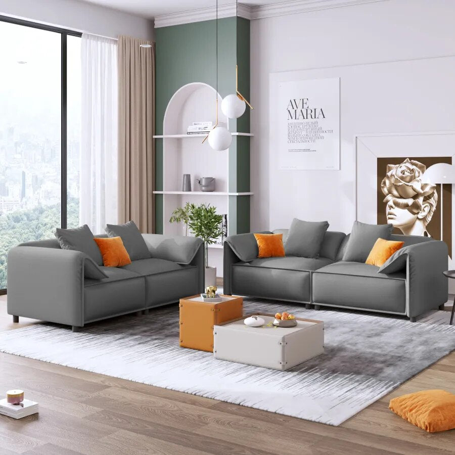 Luxury Modern Style 2 - Piece Living Room Set With 4 Tosiing pillows - fitnessandhomestore