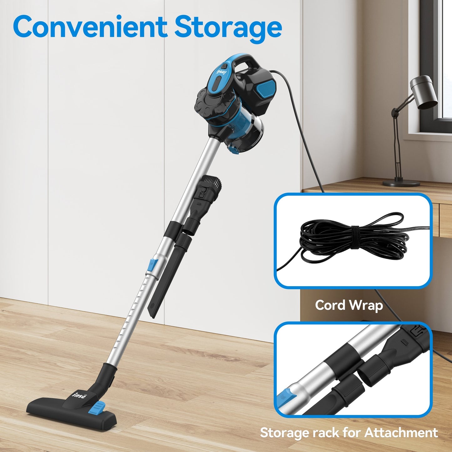 Vacuum Cleaner, Corded INSE I5 Powerful Suction, 600W Motor Stick, - fitnessandhomestore