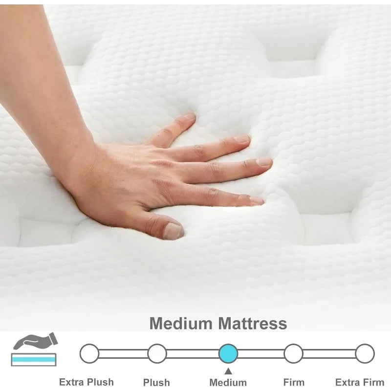 King Mattress, 12 Inch  Individual Pocket Spring - Foam Bed in a Box