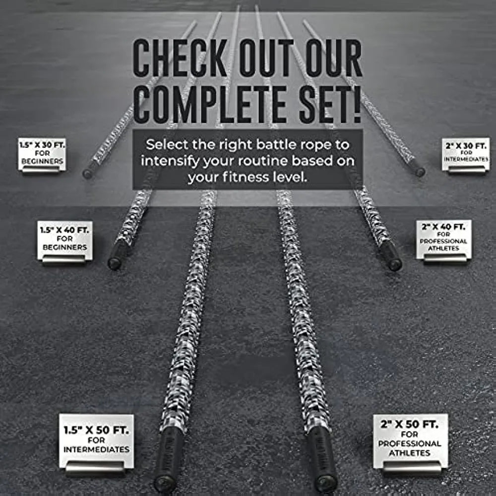 Battle Rope for CrossFit & Undulation Training - w/Anchor Kit, 50.0 Feet 2.0 Inches