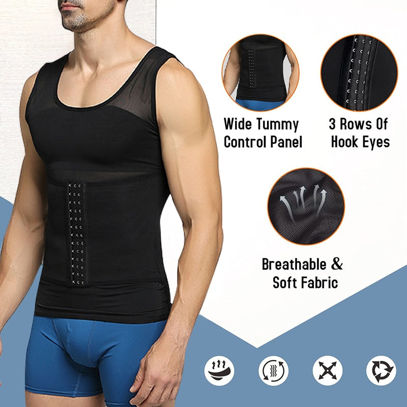 Men's Compression Vest Slimming Body Shaper Shirt - fitnessandhomestore