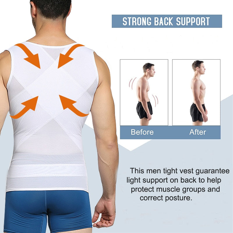 Men's Compression Vest Slimming Body Shaper Shirt - fitnessandhomestore