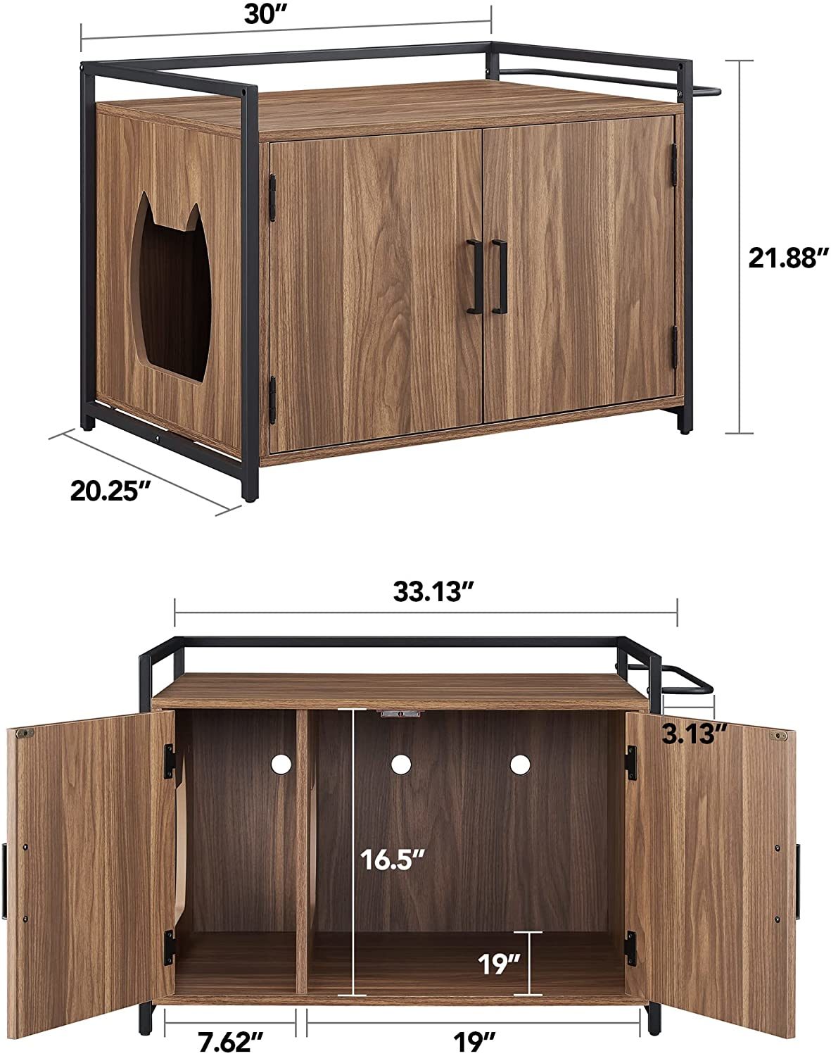 Hidden Cat Litter Box Furniture with Ventilation and Bench Seat - fitnessandhomestore