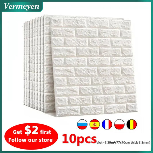 10pcs 3D Wall Sticker Imitation Brick