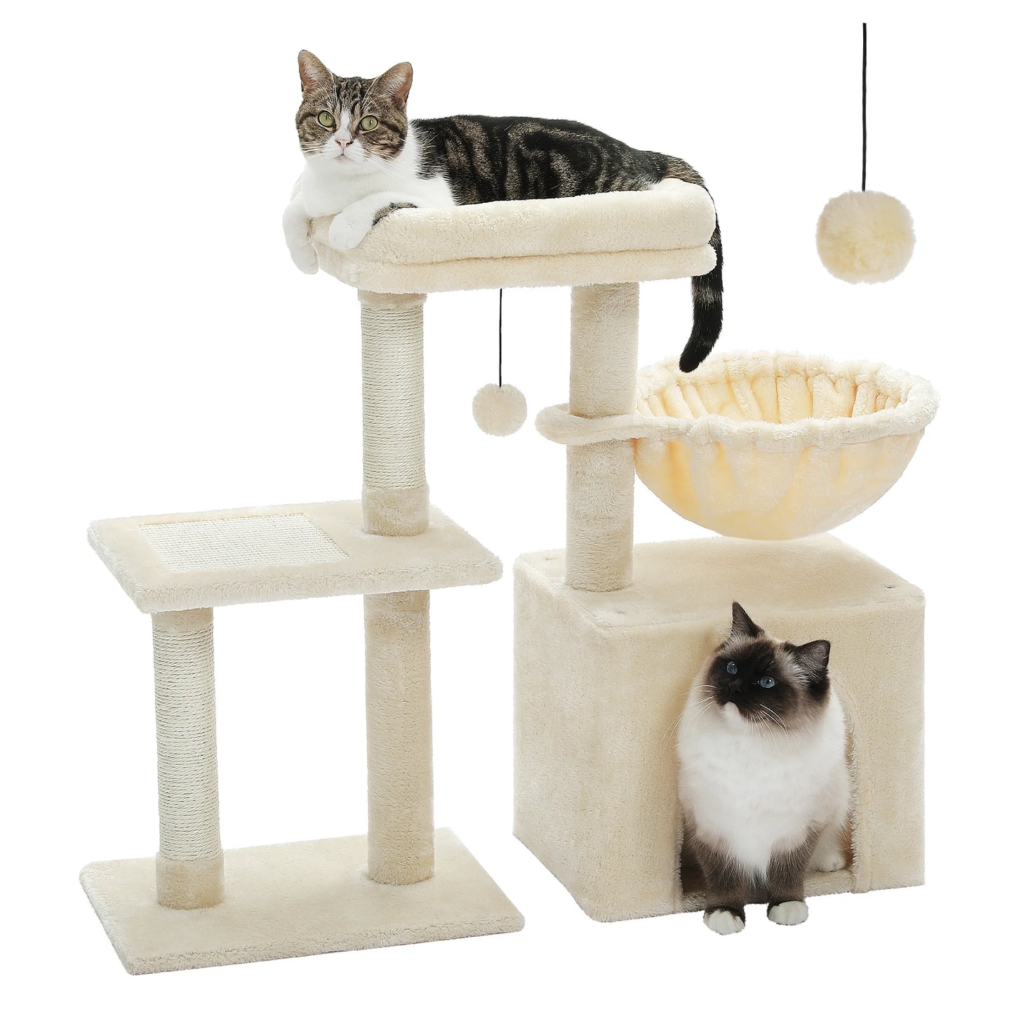 Small Cat Tree with Condo Hammock