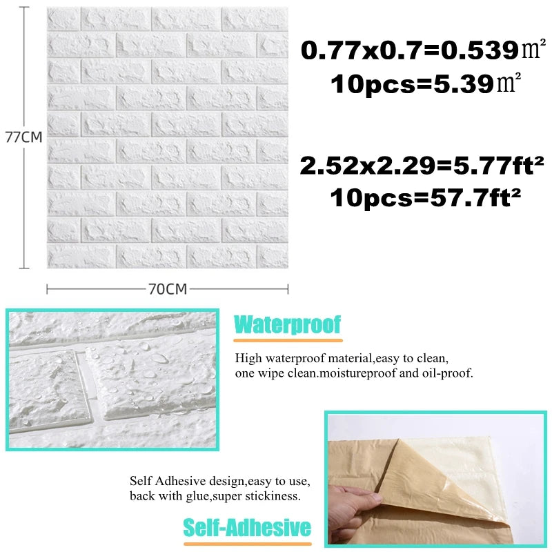 10pcs 3D Wall Sticker Imitation Brick