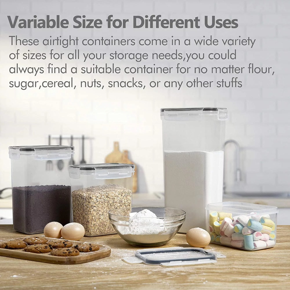 Kitchen Food Storage Containers Set with Easy Lock Lids, 8 Pieces - fitnessandhomestore