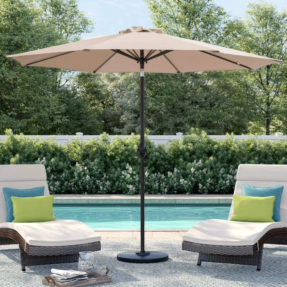 9 FT Patio Umbrella Outdoor Straight Umbrella with Tilt - fitnessandhomestore