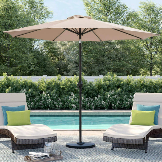 9 FT Patio Umbrella Outdoor Straight Umbrella with Tilt - fitnessandhomestore