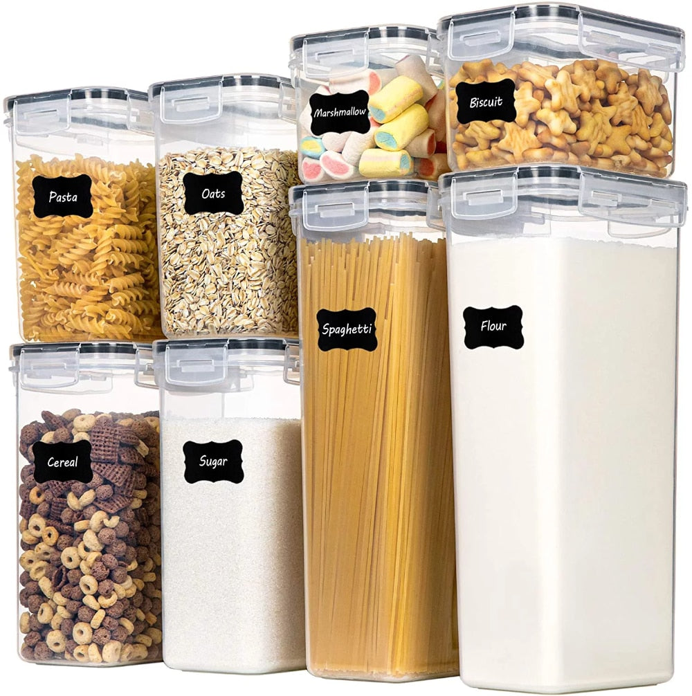 Kitchen Food Storage Containers Set with Easy Lock Lids, 8 Pieces - fitnessandhomestore